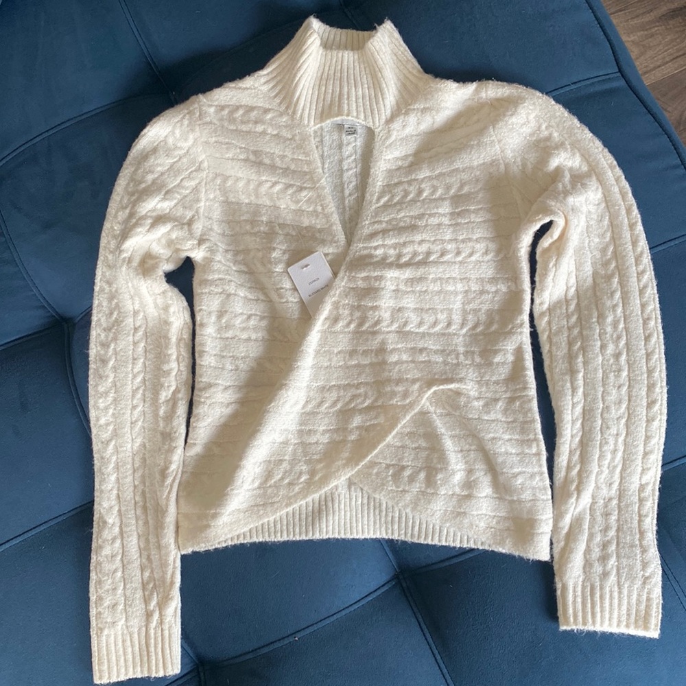 Knitted Plunging Turtleneck Sweater